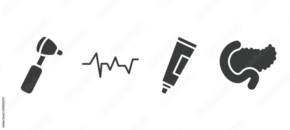 set of medical filled icons. medical glyph icons included otoscope, lifeline, ointment, pancreas vector. set of medical filled icons. medical glyph icons included otoscope, lifeline, ointment, pancreas vector.