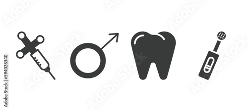 set of medical filled icons. medical glyph icons included anesthesia, male, premolar, electric toothbrush vector.