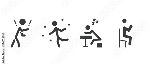 set of feeling and reaction filled icons. feeling and reaction glyph icons included rough human, great human, lazy human, satisfied vector.