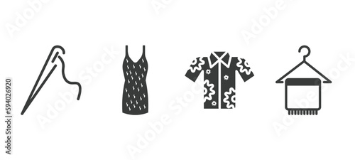 set of fashion and things filled icons. fashion and things glyph icons included stitching, tinge, hawaiian, cloth towel vector.