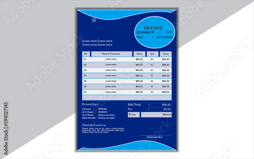 Modern and creative corporate company invoice template. Billing template for business, invoice layout, minimal design.