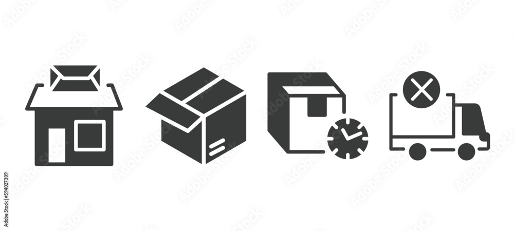 set of delivery and logistics filled icons. delivery and logistics glyph icons included post office, parcel, delivery delay, cancelled vector. set of delivery and logistics filled icons. delivery and logistics glyph icons included post office, parcel, delivery delay, cancelled vector.
