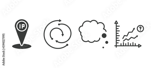 set of artificial intellegence filled icons. artificial intellegence glyph icons included ip, rotation, thought, prediction vector.