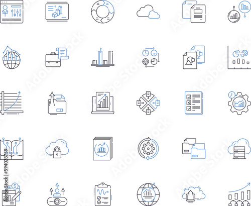Content and marketing line icons collection. Strategy, Engagement, Conversion, Traffic, Optimization, Analytics, Branding vector and linear illustration. Campaign,SEO,Visibility outline signs set