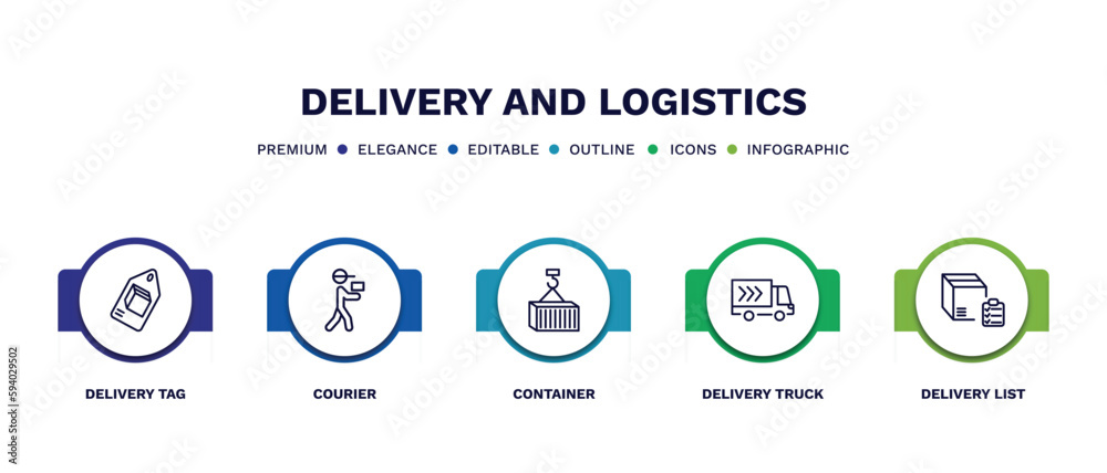 set of delivery and logistics thin line icons. delivery and logistics outline icons with infographic template. linear icons such as delivery tag, courier, container, truck, list vector. set of delivery and logistics thin line icons. delivery and logistics outline icons with infographic template. linear icons such as delivery tag, courier, container, truck, list vector.