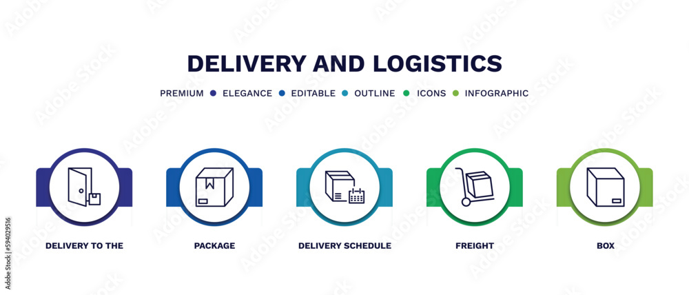 set of delivery and logistics thin line icons. delivery and logistics outline icons with infographic template. linear icons such as delivery to the door, package, schedule, freight, box vector. set of delivery and logistics thin line icons. delivery and logistics outline icons with infographic template. linear icons such as delivery to the door, package, schedule, freight, box vector.