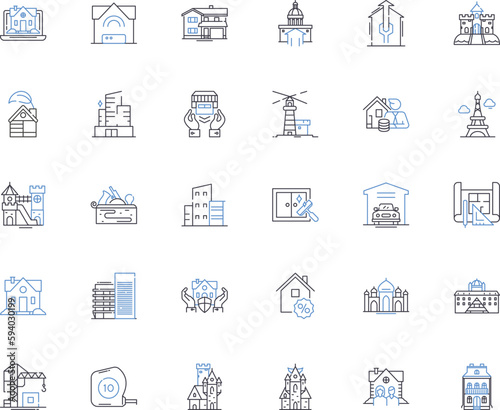 Shelters line icons collection. Haven, Refuge, Sanctuary, Asylum, Protection, Retreat, Lodge vector and linear illustration. Respite,Safehouse,Safe haven outline signs set