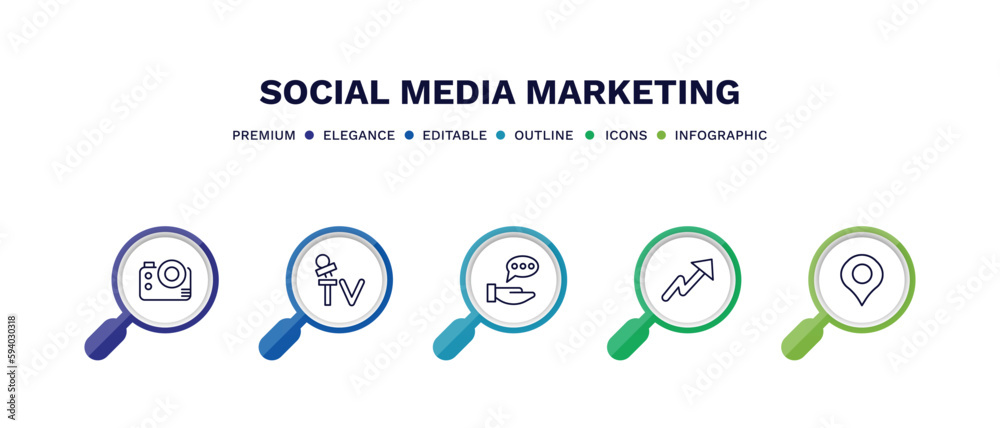 set of social media marketing thin line icons. social media marketing outline icons with infographic template. linear icons such as big photo camera, mass media, advise, trending, vector. set of social media marketing thin line icons. social media marketing outline icons with infographic template. linear icons such as big photo camera, mass media, advise, trending, vector.