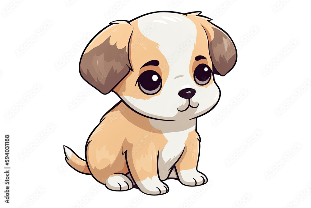 Baby Dog Sticker On Isolated Transparent Background, Png, Logo. Generative AI 