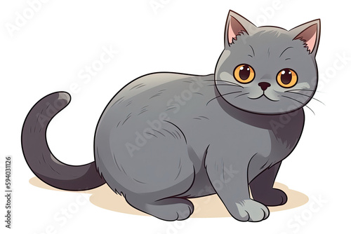 Baby Chartreux Cat Sticker On Isolated Transparent Background, Png, Logo. Generative AI  © Ян Заболотний