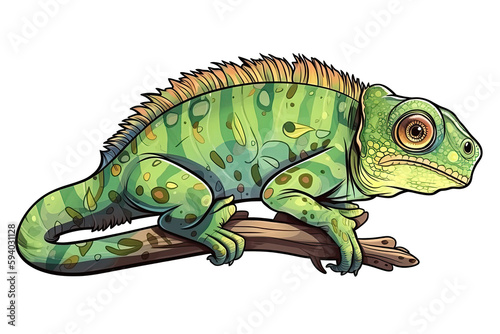 Baby Chameleon Sticker On Isolated Transparent Background  Png  Logo. Generative AI 