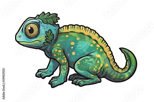 Baby Chameleon Sticker On Isolated Transparent Background  Png  Logo. Generative AI 