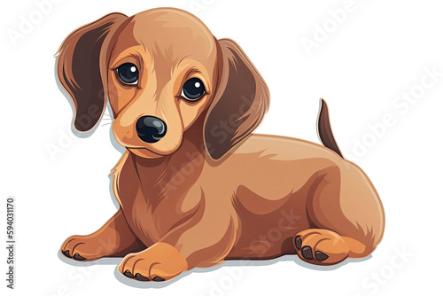 Baby Dachshund Dog Sticker On Isolated Transparent Background  Png  Logo. Generative AI 