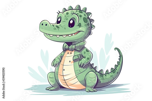 Baby Crocodile Sticker On Isolated Transparent Background  Png  Logo. Generative AI 