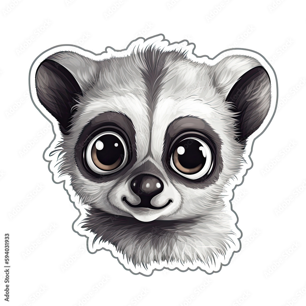 Baby Lemur Face Sticker On Isolated Transparent Background, Png, Logo. Generative AI 