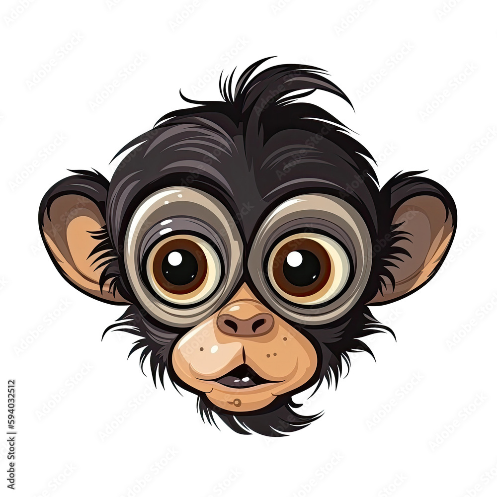 Baby Spider Monkey Face Sticker On Isolated Transparent Background, Png, Logo. Generative AI 
