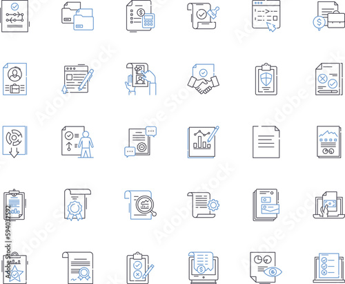 Papers line icons collection. Research, Writing, Reports, Documents, Essays, Analysis, Editing vector and linear illustration. Formatting,Citation,Thesis outline signs set