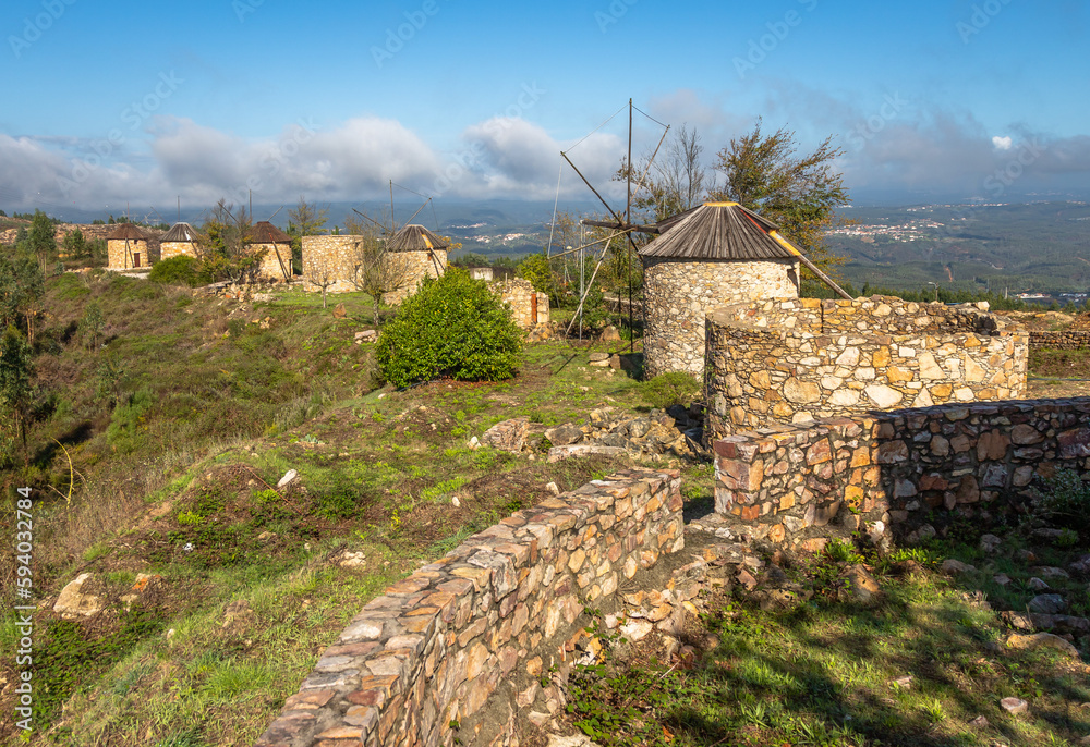 Exposure of the traditional windmills, located in Penacova, near the city of Coimbra, Portugal.