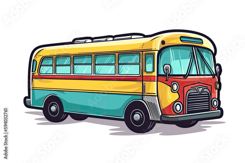 Bus Sticker On Isolated Transparent Background, Png, Logo. Generative AI 