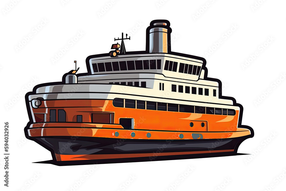 Ferry Sticker On Isolated Transparent Background, Png, Logo. Generative AI 