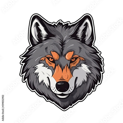 Face Wolf Sticker On Isolated Transparent Background  Png  Logo. Generative AI 
