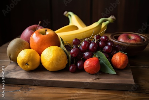 Fruits on a table. Generative AI