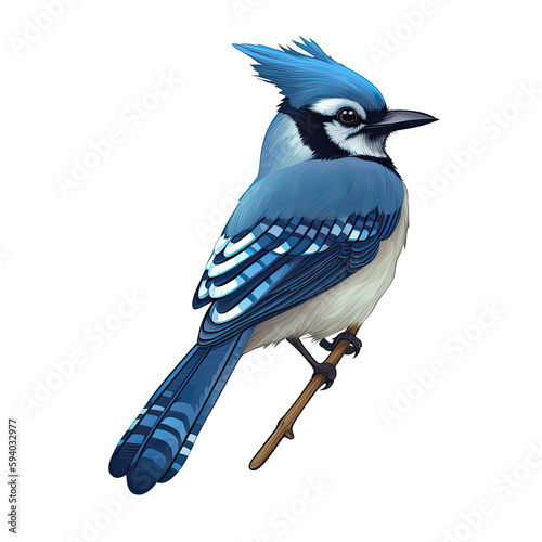 Blue Jay Bird Sticker On Isolated Transparent Background, Png, Logo. Generative AI 