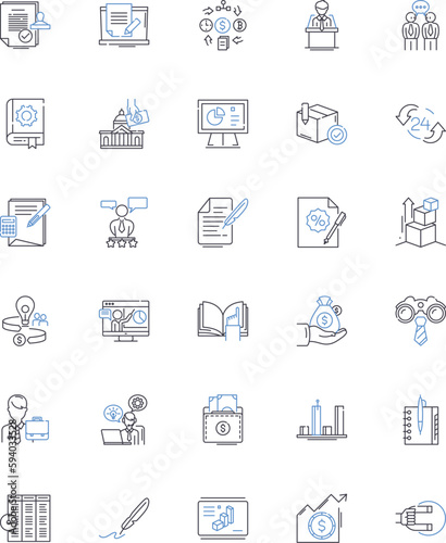 Mutual funds line icons collection. Investment, Diversification, Growth, Portfolio, Dividend, Risk, Returns vector and linear illustration. Assets,Management,Performance outline signs set