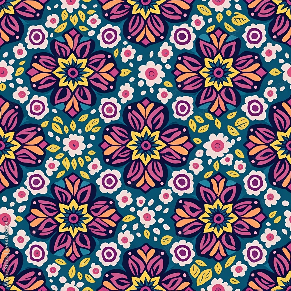 Seamless floral, mandala pattern