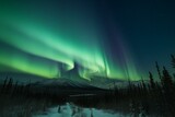 Northern lights in Yukon, Canada. Generative AI