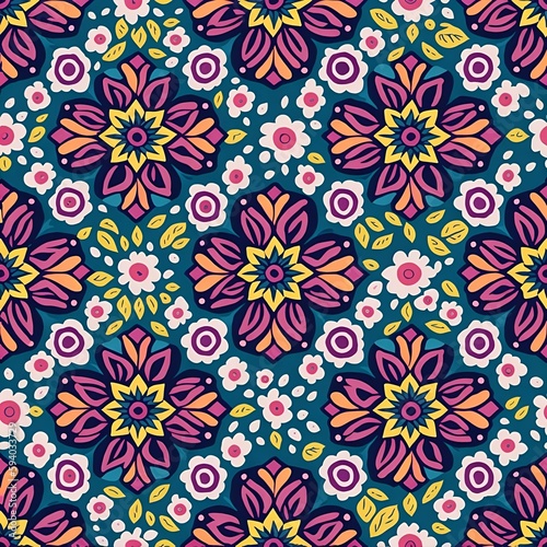 Seamless floral, mandala pattern