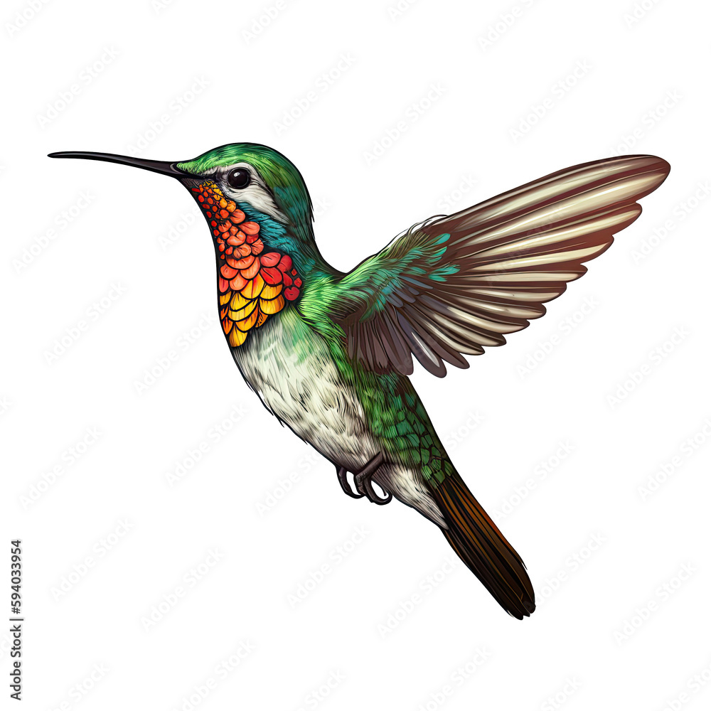Hummingbird Bird Sticker On Isolated Transparent Background, Png, Logo. Generative AI 