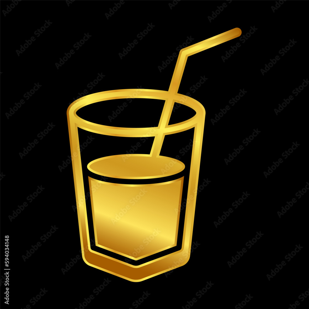 water glass icon in gold colored water glass icon in gold colored