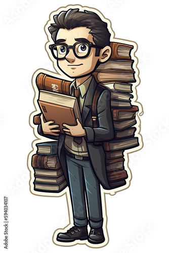 The Librarian Sticker On Isolated Tansparent Background, Png, Logo. Generative AI photo