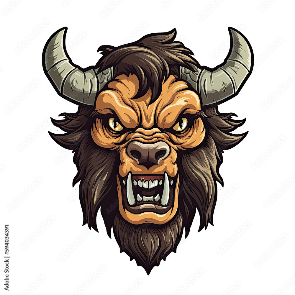 Minotaur Face Sticker On Isolated Tansparent Background, Png, Logo. Generative AI