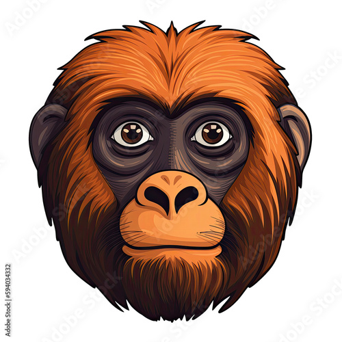 Howler Monkey Face Sticker On Isolated Tansparent Background, Png, Logo. Generative AI