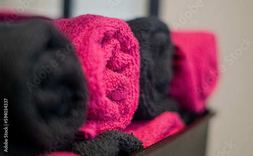 Obraz na płótnie gym towels in black and purple