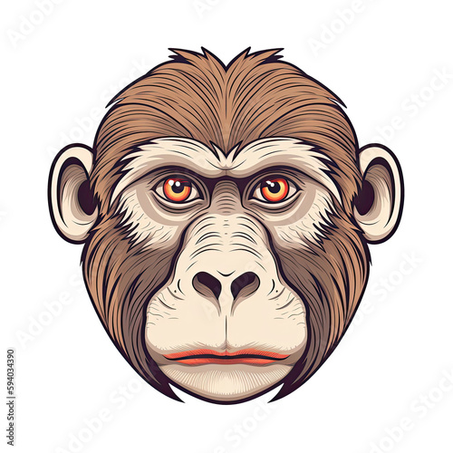 Macaque Face Sticker On Isolated Tansparent Background, Png, Logo. Generative AI © Ян Заболотний