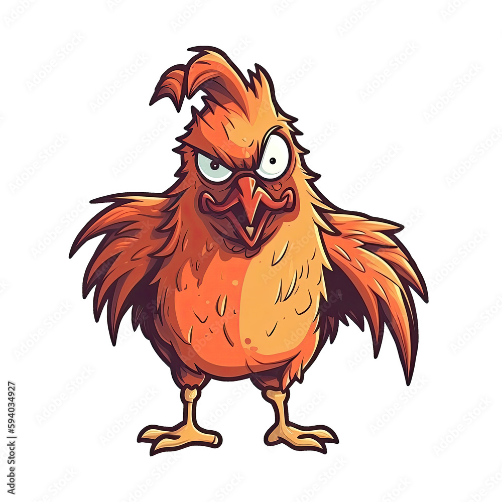 Angry Chicken Sticker On Isolated Transparent Background, Png, Logo ...