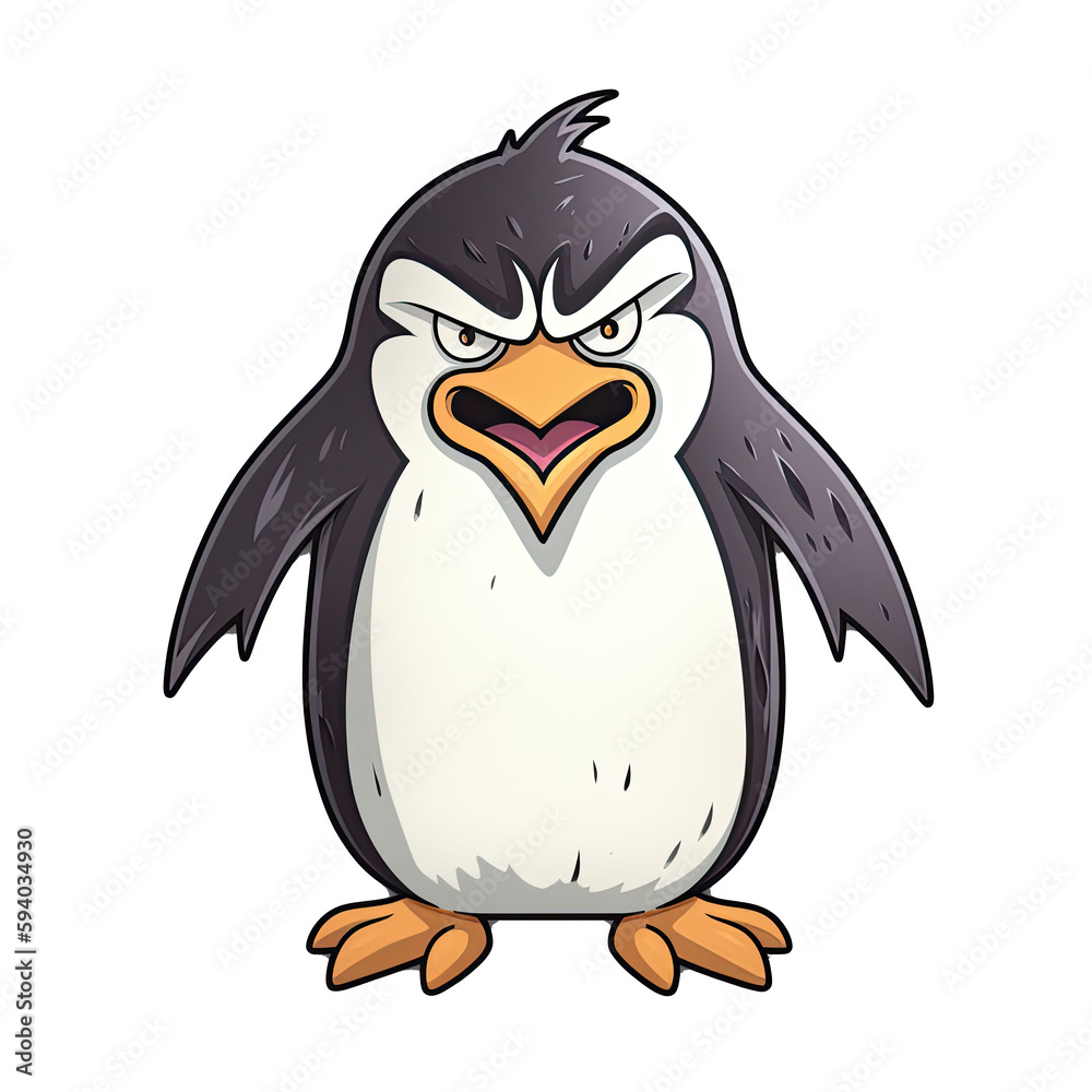 Angry Penguin Sticker On Isolated Transparent Background, Png, Logo