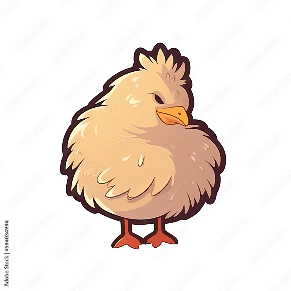 Eyes Closed Chicken Sticker On Isolated Transparent Background, Png, Logo. Generative AI