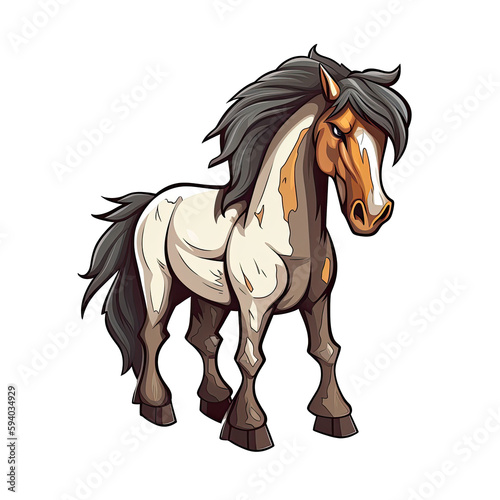 Angry Horse Sticker On Isolated Transparent Background, Png, Logo. Generative AI