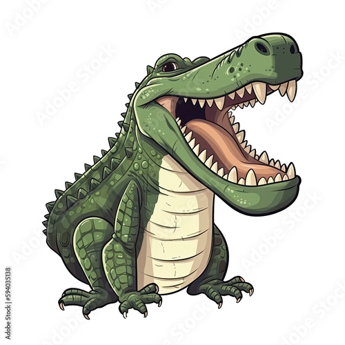 Laughing Crocodile Sticker On Isolated Transparent Background  Png  Logo. Generative AI