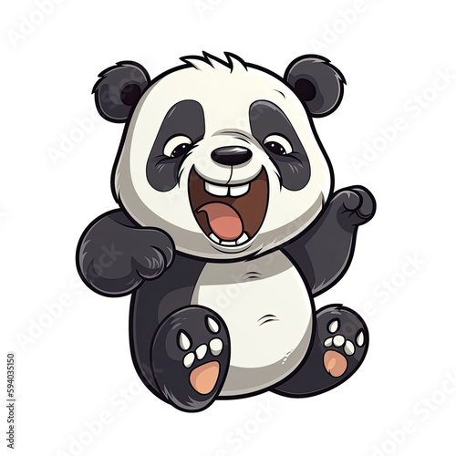 Laughing Panda Sticker On Isolated Transparent Background, Png, Logo. Generative AI
