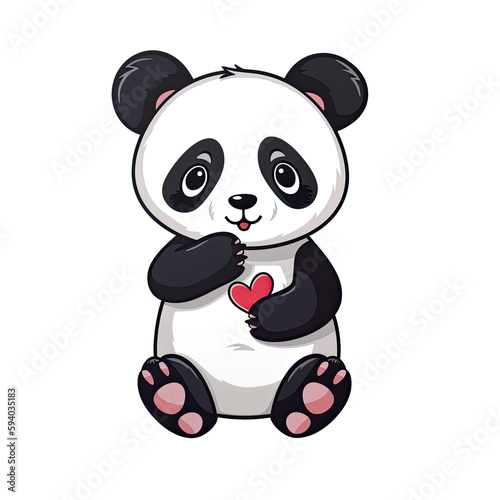 Love Panda Sticker On Isolated Transparent Background  Png  Logo. Generative AI