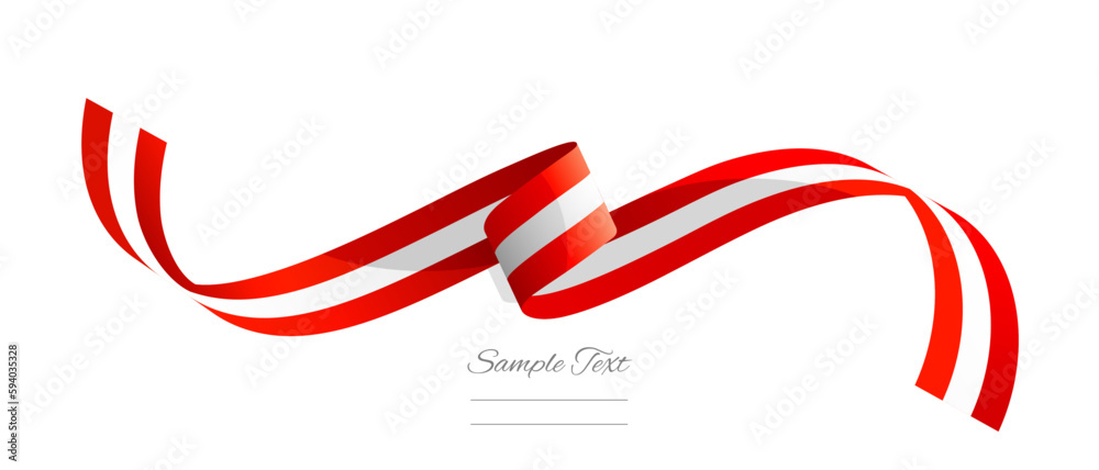 Obraz premium Austrian flag ribbon vector illustration. Austria flag ribbon on abstract isolated on white color background