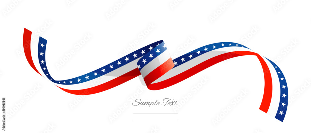 American flag ribbon vector illustration. USA flag ribbon on abstract