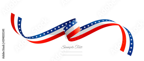 American flag ribbon vector illustration. USA flag ribbon on abstract isolated on white color background