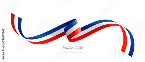 French flag ribbon vector illustration. France flag ribbon on abstract isolated on white color background photo