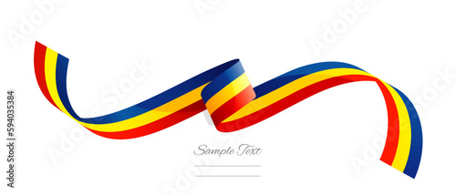 Romanian flag ribbon vector illustration. Romania flag ribbon on abstract isolated on white color background
